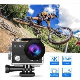 4K Action Pro Waterproof All Digital UHD WiFi Camera + RF Remote And Accessories (Color: Blue)